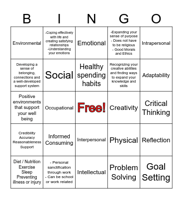 Personal & Consumer Health Bingo Card