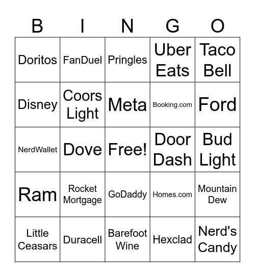 Commercial Bingo Card