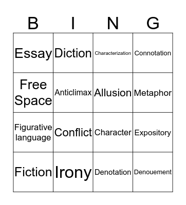 Literary Terms (2) Bingo Card