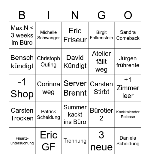 MG Büro Bingo Card