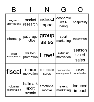 SEM I Unit I Bingo Card