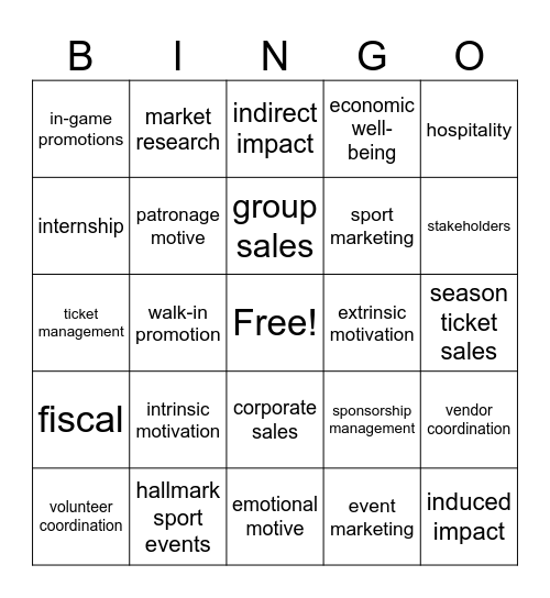 SEM I Unit I Bingo Card