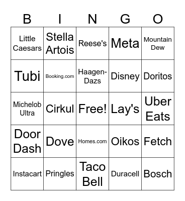 Super Bowl Commercials! Bingo Card