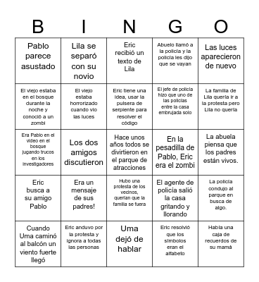 Tierra Incógnita ep 5 Bingo Card