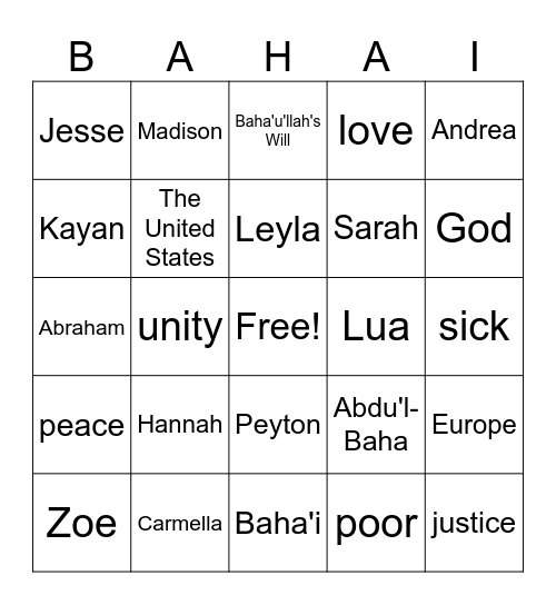 Bingo Card