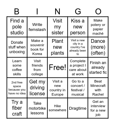 2025 Bingo Card
