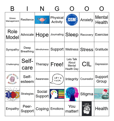 Lets Talk About Mental Health Day Bingo Card