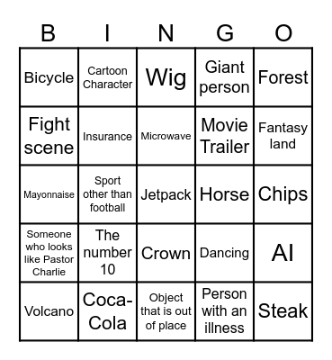 Big Game Commercial Bingo Card
