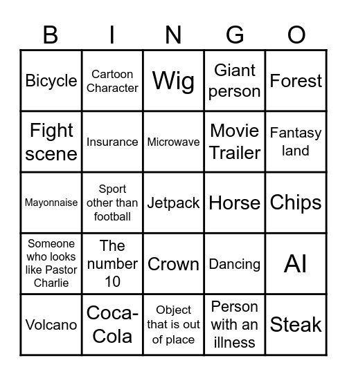 Big Game Commercial Bingo Card