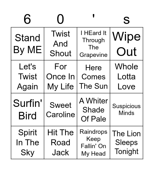 Round 1 Bingo Card
