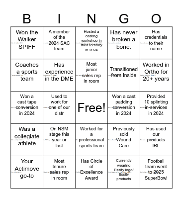 Sales Networking BINGO Card