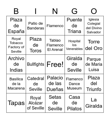 Thing in Seville Bingo Card