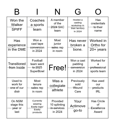 Sales Networking BINGO Card