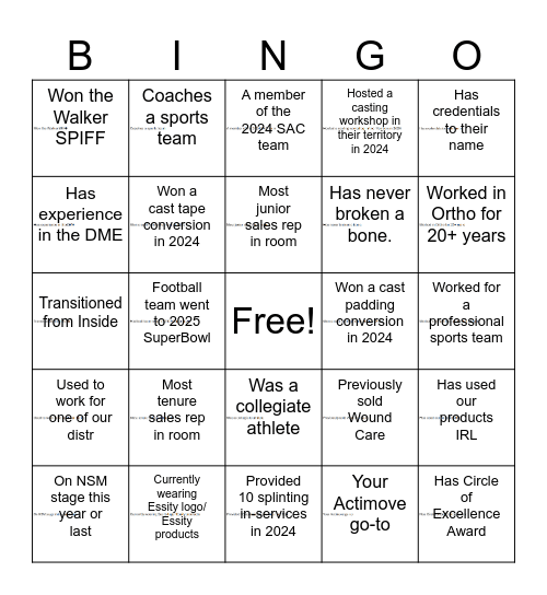 Sales Networking BINGO Card