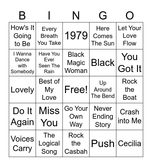 Music Bingo Round 3 Bingo Card