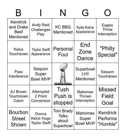 SUPERBOWL LIX Bingo Card