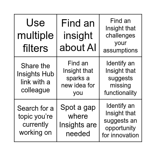 Insight Hub BINGO Card