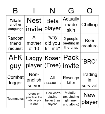 CoS Bingo Card