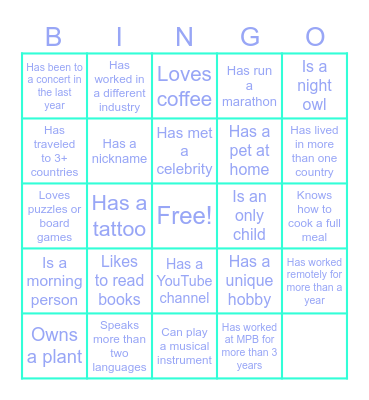 MPB Bingo! Bingo Card