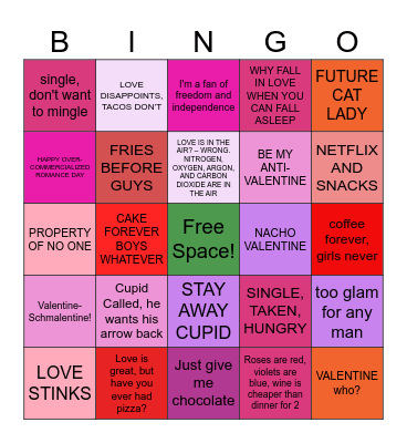 Love Stinks Bingo Card