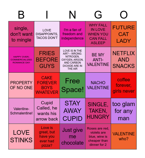 Love Stinks Bingo Card