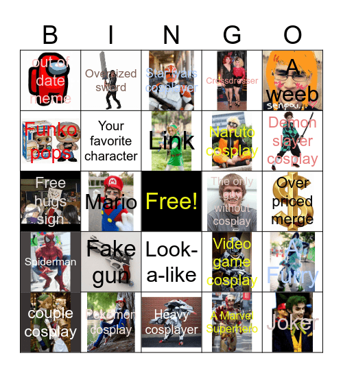 Comic con bingo Card