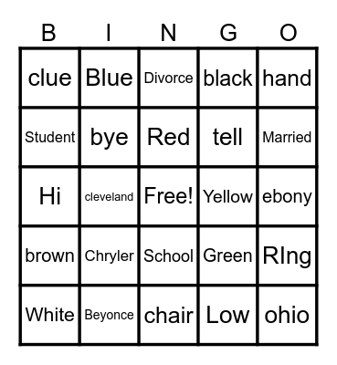 Super Bowl Bingo Card