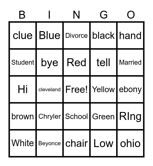 Super Bowl Bingo Card