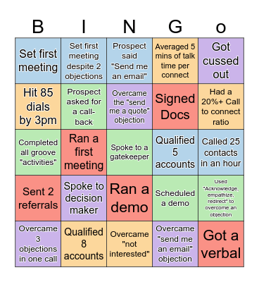 Sales Bingo Card