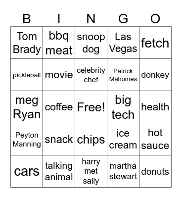 Super Bowl LIX Commercial Bingo Card