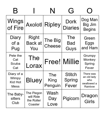 Book Fair Bingo Card