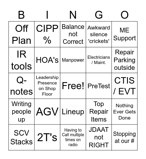 8R Bingo Card