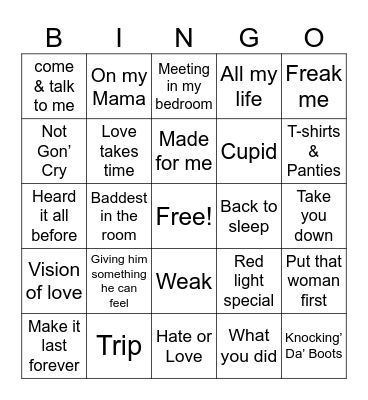 Slow Jamz Bingo Card