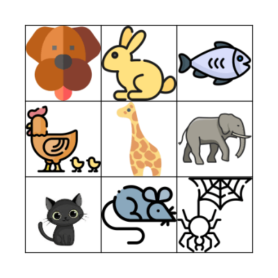 Animals Bingo Card