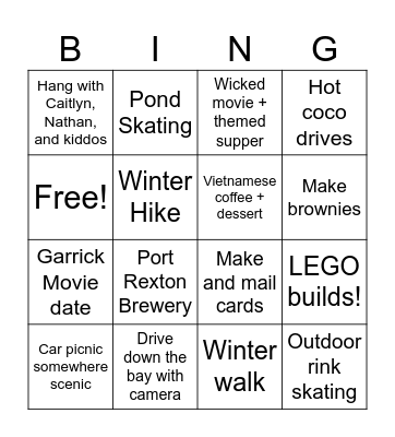 Winter Blues Bestie Bingo Card
