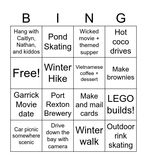 Winter Blues Bestie Bingo Card