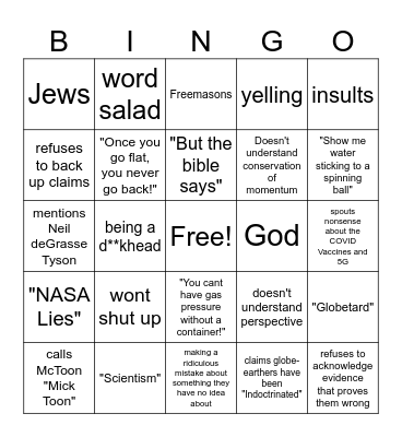 Flat earth bingo Card