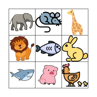 Animals Bingo Card