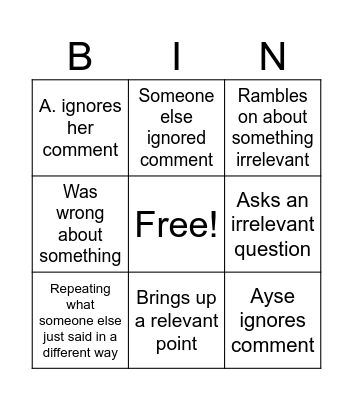 Weekly NBC Bingo Card