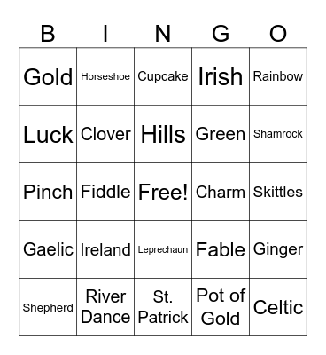 St. Patrick's Luck Bingo Card
