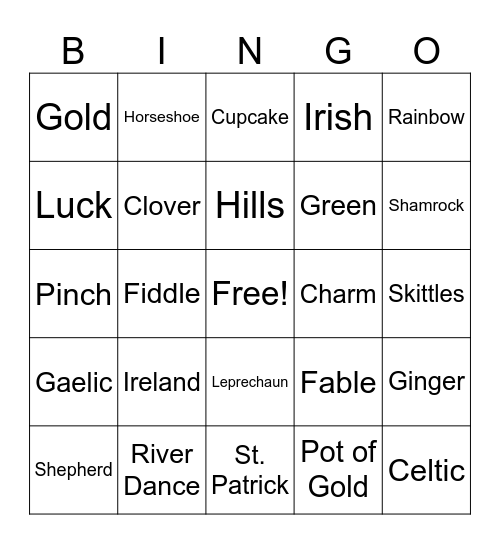 St. Patrick's Luck Bingo Card