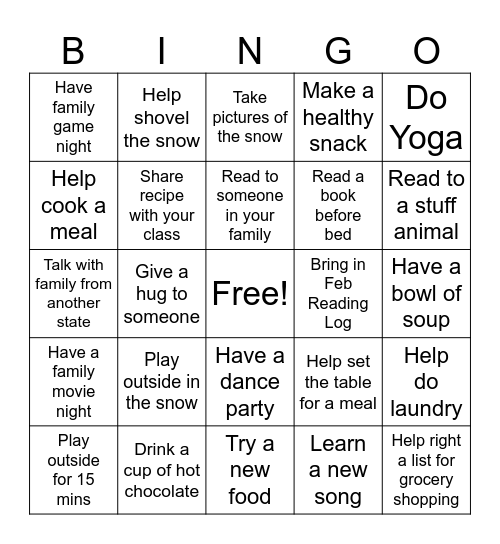 Winter Bingo Card
