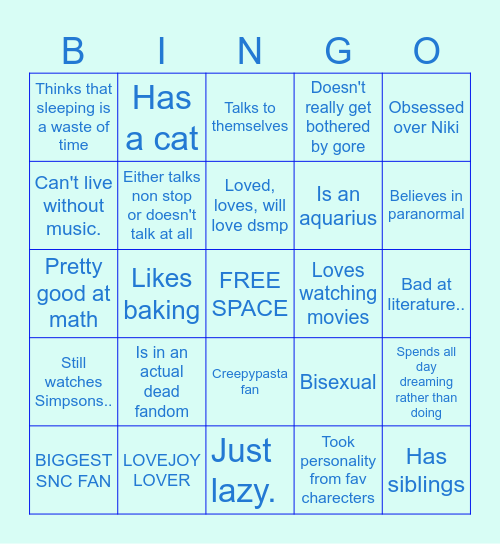 How similar r u to me? Bingo Card