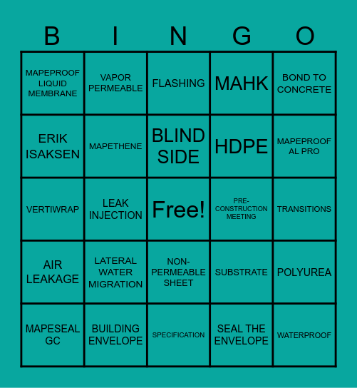 BES ENGINEERING AND OPERATIONS Bingo Card