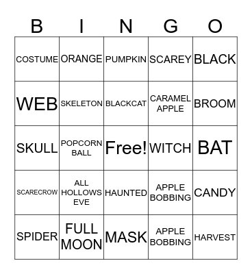 Happy Halloween Bingo Card