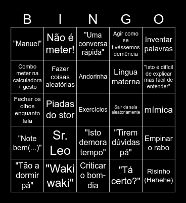 Matemática Bingo Card