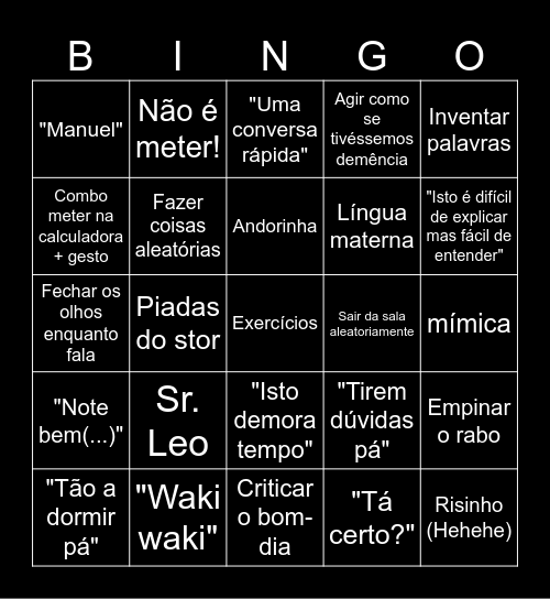 Matemática Bingo Card