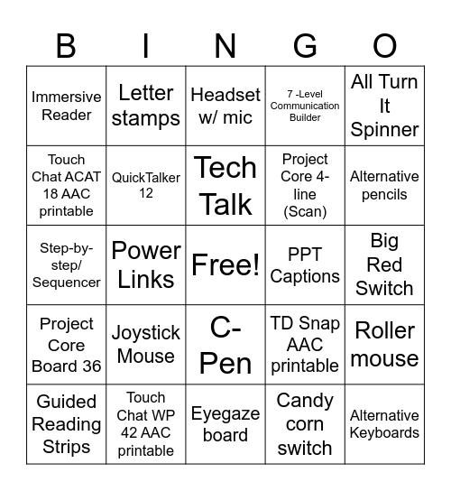 Classroom AT Bingo Card