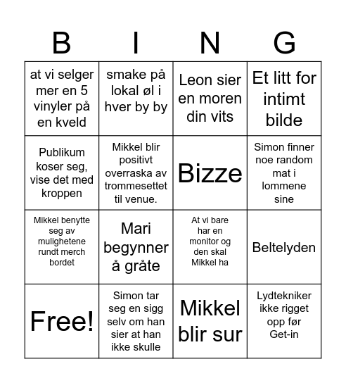 AIRHEAD BINGO Card