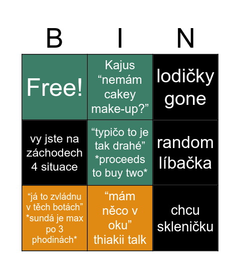 Cosples 2025 Bingo Card